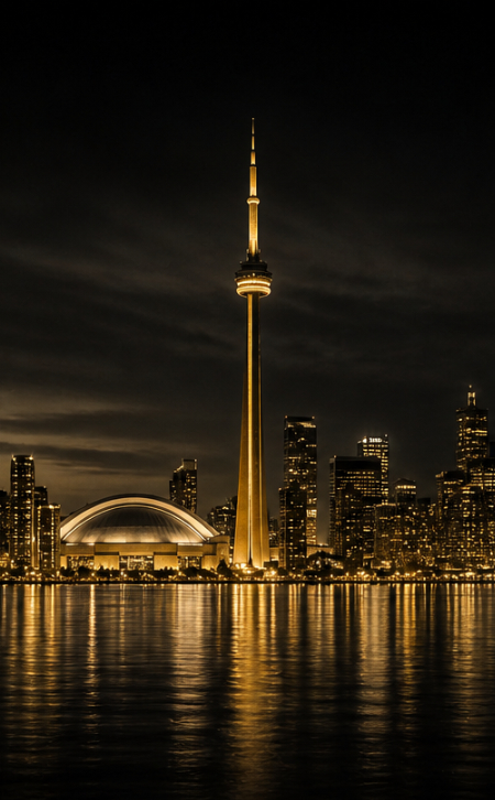 Toronto skyline with the CN Tower at night