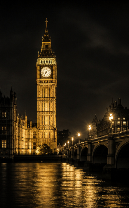 Big Ben and the Palace of Westminster illuminated at night
